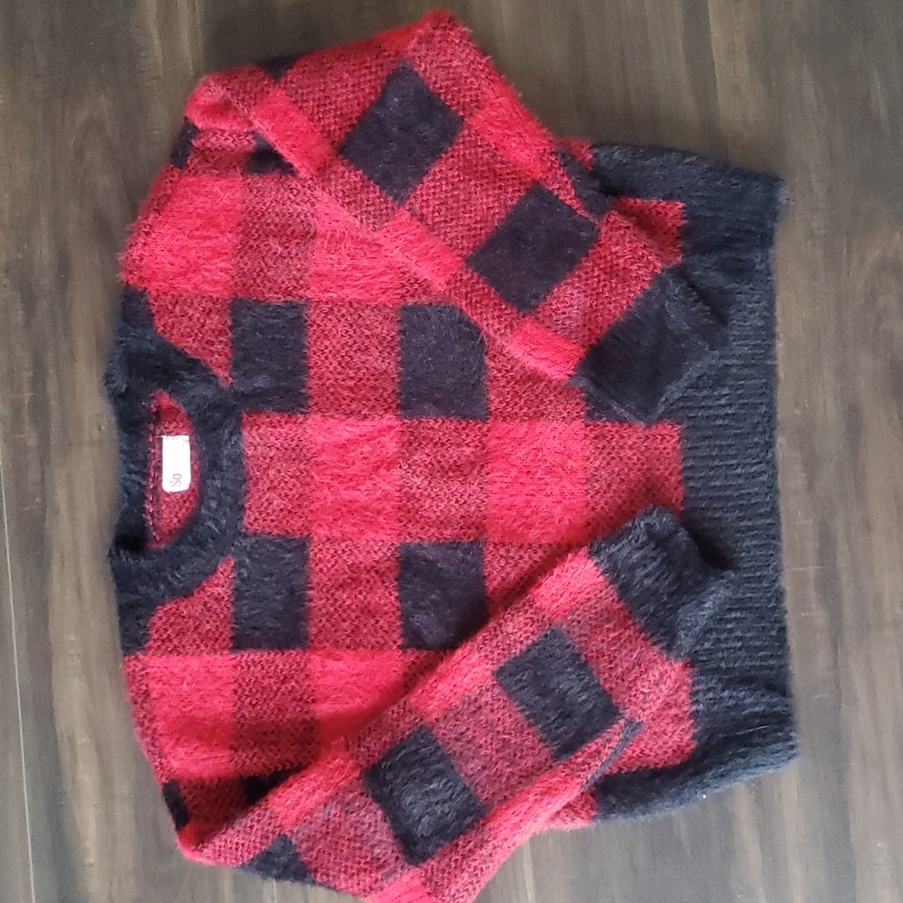 Red and Black Plaid Sweater